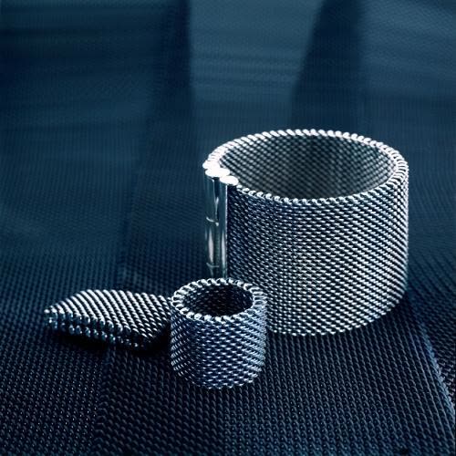 Bagues et bracelet en maille milanaise
